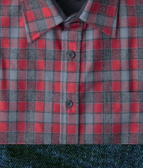 画像クリックで大きく確認できます　Click↓2: ペンドルトン ウール シャツ・フィッテッド ロッジシャツ（長袖・グレー・レッドチェック）/Pendleton Fitted Lodge Shirt (Grey/Red Check)