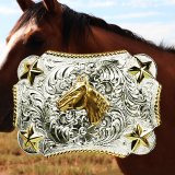 ノコナ ベルト バックル ホースヘッド・スター・ロープエッジ/Nocona Belt Buckle HorseHead/Star/Rope Edge