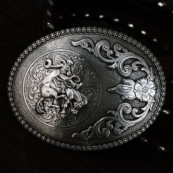 画像1: ノコナ サドルブロンコ ウエスタン ベルト バックル（シルバー）/Nocona Saddle Bronc Belt Buckle(Silver)