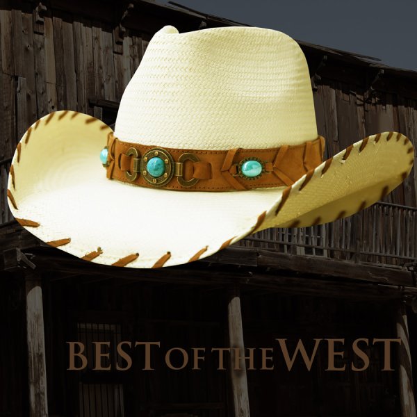 画像1: ブルハイド ウエスタン ストローハット ベストオブザウエスト（ナチュラル・ターコイズ）/Bullhide Western Straw Hat Best of the West(Natural)