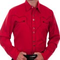 スカリー キャンディケイン パイピング ウエスタン シャツ（長袖/レッド・ブラック）/Scully Long Sleeve Western Shirt(Crimson)