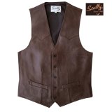 スカリー ウエスタン レザー ベスト（チョコレートブラウン）/Scully Western Lamb Leather Vest(Chocolate)