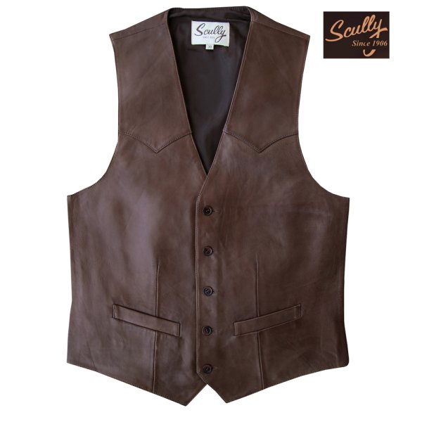 画像1: スカリー ウエスタン レザー ベスト（チョコレートブラウン）/Scully Western Lamb Leather Vest(Chocolate)