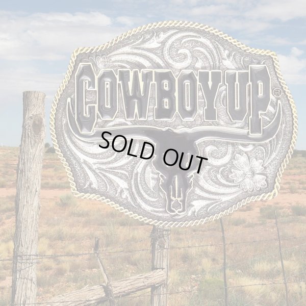 画像2: モンタナシルバースミス カウボーイアップ ロングホーン スカル ベルト バックル/Montana Silversmiths Cowboy Up Longhorn Skull Belt Buckle