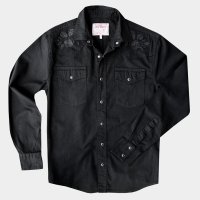 スナップフロント ウエスタンシャツ（ブラック・ブラックローズ刺繍）/Desperado Long Sleeve Western Shirt(Black/Black Rose)