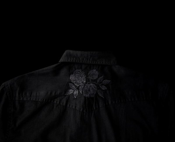 画像3: スナップフロント ウエスタンシャツ（ブラック・ブラックローズ刺繍）/Long Sleeve Western Shirt(Black/Black Rose)