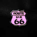 ルート66 ピンバッジ ピンク・ブラック/Pin Route 66