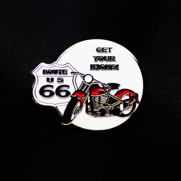 画像1: ルート66 ピンバッジ モーターサイクル・レッド GET YOUR KICKS!/Pin Route 66