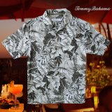 トミーバハマ シルク ハワイアン シャツ・アロハシャツ（半袖・グレイ・ブラック）/Tommy Bahama Short Sleeve Hawaiian Shirt(Grey/Black)