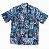 アロハシャツ ウクレレ・ハワイ（ブルー）L/Aloha Shirt