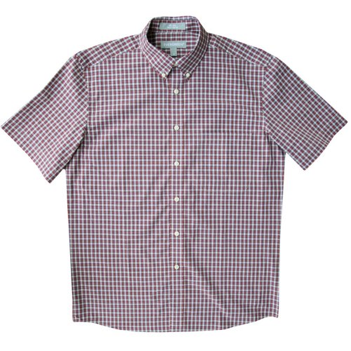 画像クリックで大きく確認できます　Click↓1: エバグリーン 半袖 シャツ（バーガンディー・ブルー）/Evergreen Plaid Shortsleeve Shirt