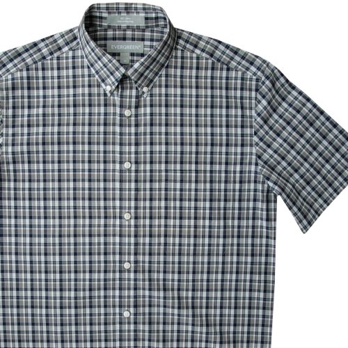 画像クリックで大きく確認できます　Click↓2: エバグリーン 半袖 シャツ（ブルー・グレー）/Evergreen Plaid Shortsleeve Shirt