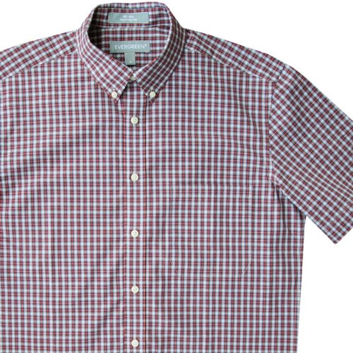 画像クリックで大きく確認できます　Click↓2: エバグリーン 半袖 シャツ（バーガンディー・ブルー）/Evergreen Plaid Shortsleeve Shirt