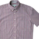 エバグリーン 半袖 シャツ（バーガンディー・ブルー）/Evergreen Plaid Shortsleeve Shirt