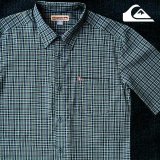 クイックシルバー 半袖 シャツ（グリーン・ブルー）/Quiksilver Tencel Plaid Shortsleeve Shirt(Green/Blue)