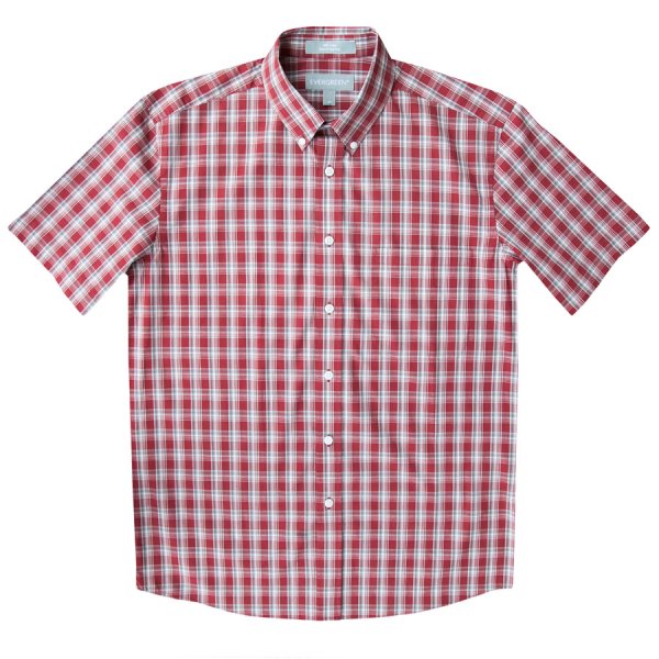 画像2: エバグリーン 半袖 シャツ（バーガンディー）/Evergreen Plaid Shortsleeve Shirt