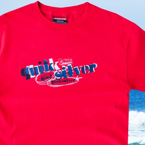 画像クリックで大きく確認できます　Click↓2: クイックシルバー ロゴ Tシャツ（レッド）/Quiksilver Logo T-shirt(Red)