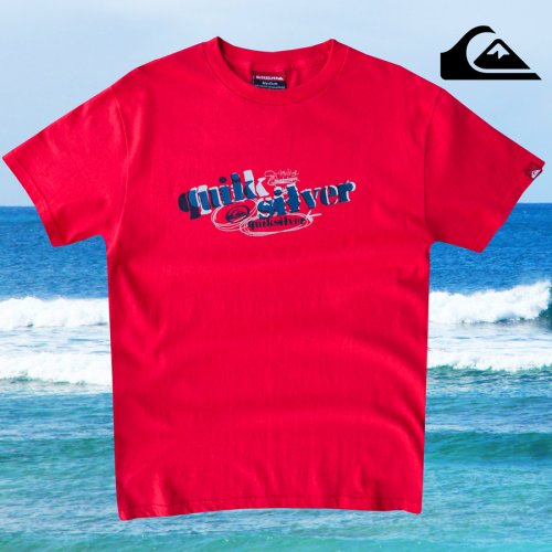 画像クリックで大きく確認できます　Click↓1: クイックシルバー ロゴ Tシャツ（レッド）/Quiksilver Logo T-shirt(Red)