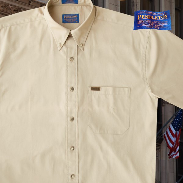 画像1: ペンドルトン 半袖 シャツ（タン）/Pendleton Plain Shortsleeve Shirt(Tan)