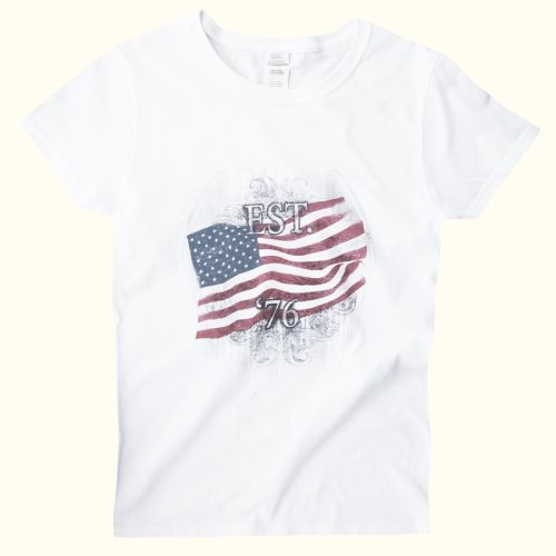 画像クリックで大きく確認できます　Click↓1: アメリカンフラッグ 半袖Tシャツ（ホワイト）S/American Flag Short Sleeve T-shirt(Women's)