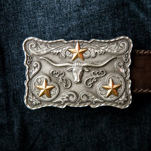 画像クリックで大きく確認できます　Click↓1: ウエスタン バックル ロングホーン&スター（ダイヤモンドカット）/Western Buckle