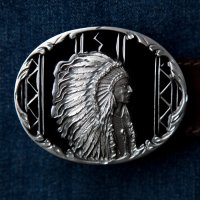 インディアン ベルト バックル ブラック（ダイアモンドカット）/Belt Buckle Indian