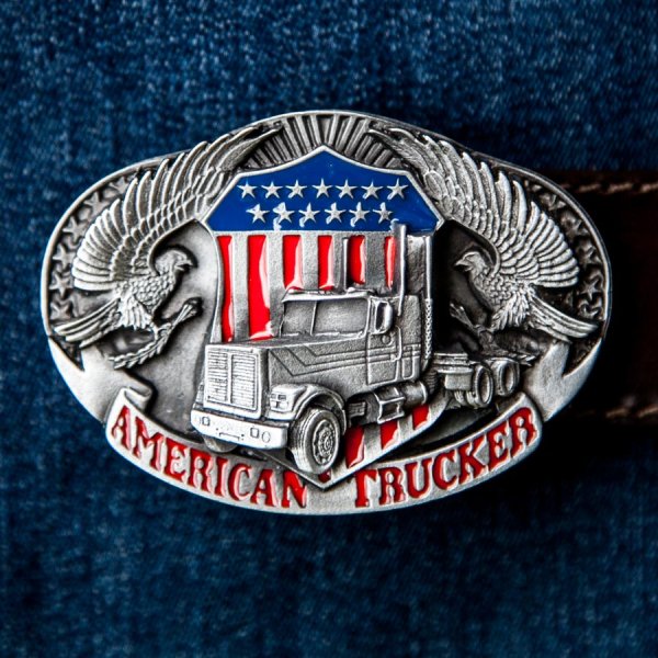 画像1: アメリカン トラッカー ベルト バックル/Belt Buckle American Trucker