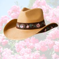 ブルハイド ローズ刺繍 ウェスタン ストローハット（アートオブラブ）/BULLHIDE Western Straw Cowboy Hat Art of Love(Pecan)