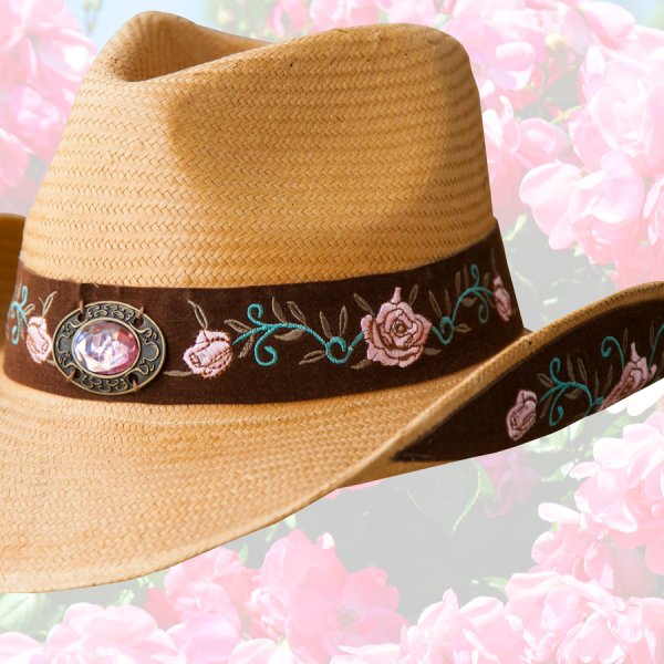 画像2: ブルハイド ローズ刺繍 ウェスタン ストローハット（アートオブラブ）/BULLHIDE Western Straw Hat Art of Love(Pecan)