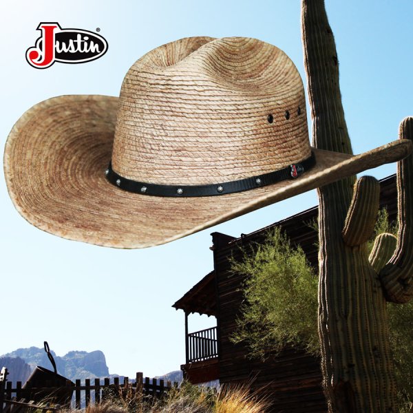 画像1: ジャスティン パームストロー カウボーイハット（ナチュラル）/Justin Western Straw Hat