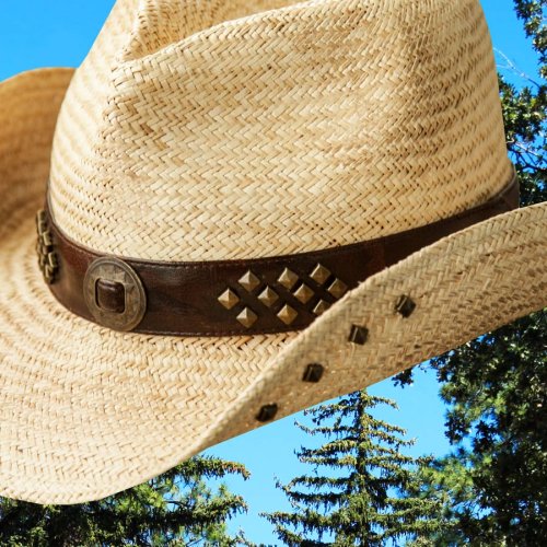 画像クリックで大きく確認できます　Click↓2: ウェスタン ストローハット スタッズ（ナチュラル）/Western Straw Hat(Natural)