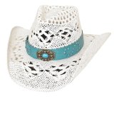 ブルハイド ウエスタン ストローハット キーピンイットリアル（ホワイト・ターコイズ）/Bullhide Western Straw Hat Keepin' It Real(White/Turquoise)