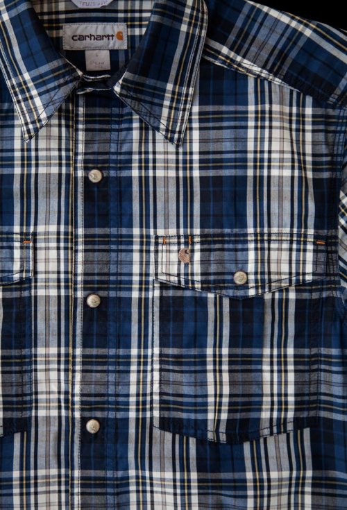画像クリックで大きく確認できます　Click↓3: カーハート 半袖 スナップフロント シャツ（ブルー）S/Carhartt Short Sleeve Shirt