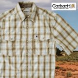 カーハート 半袖 スナップフロント シャツ（ライトブラウン）S/Carhartt Short Sleeve Shirt