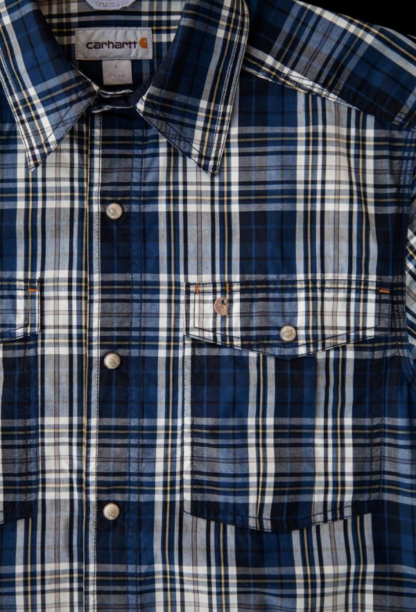 画像3: カーハート 半袖 スナップフロント シャツ（ブルー）S/Carhartt Short Sleeve Shirt