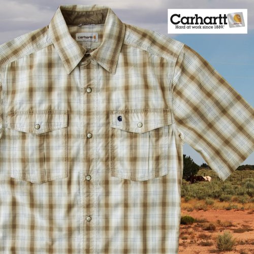 画像クリックで大きく確認できます　Click↓1: カーハート 半袖 スナップフロント シャツ（ライトブラウン）S/Carhartt Short Sleeve Shirt