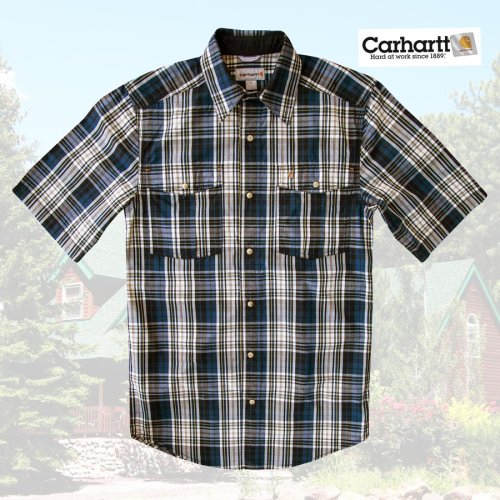 画像クリックで大きく確認できます　Click↓1: カーハート 半袖 スナップフロント シャツ（ブルー）S/Carhartt Short Sleeve Shirt