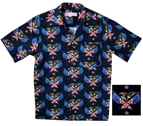 画像クリックで大きく確認できます　Click↓2: カリフォルニア トロピック USA キャンプシャツ（アメリカンイーグル）/California Tropic Camp Shirt