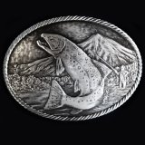 モンタナシルバースミス アウトドア ベルト バックル ワイルド トラウト/Montana Silversmiths Wild Trout Carved Belt Buckle