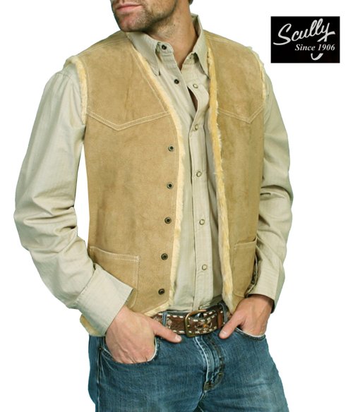 画像クリックで大きく確認できます　Click↓1: スカリー スナップフロント ボアスエード ベスト（タバコ）S/Scully Boar Suede Leather Vest(Tobacco)