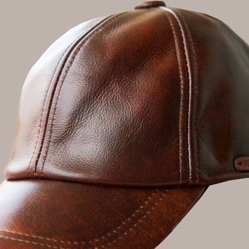 画像クリックで大きく確認できます　Click↓2: レザーキャップ（コーヒー）/Leather Cap(Coffee)