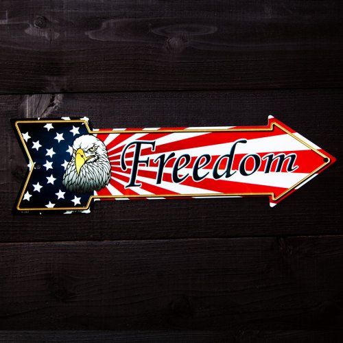 画像クリックで大きく確認できます　Click↓1: アメリカンイーグル&星条旗 フリーダム アロー メタルサイン/Metal Sign Freedom