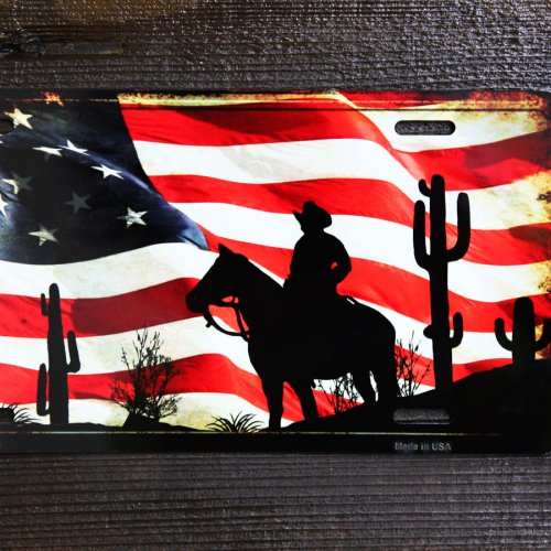 画像クリックで大きく確認できます　Click↓2: アメリカン カウボーイ ライセンスプレート/License Plate Amercan Cowboy