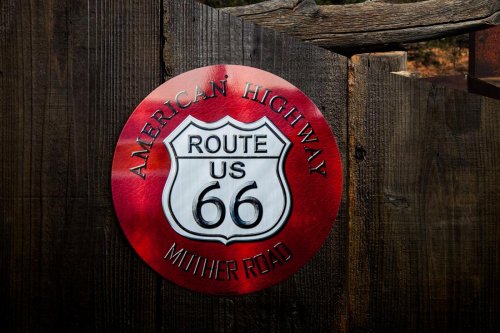 画像クリックで大きく確認できます　Click↓2: ルート66 アメリカン ハイウェイ メタルサイン/Metal Sign Route 66 AMERICAN HIGHWAY