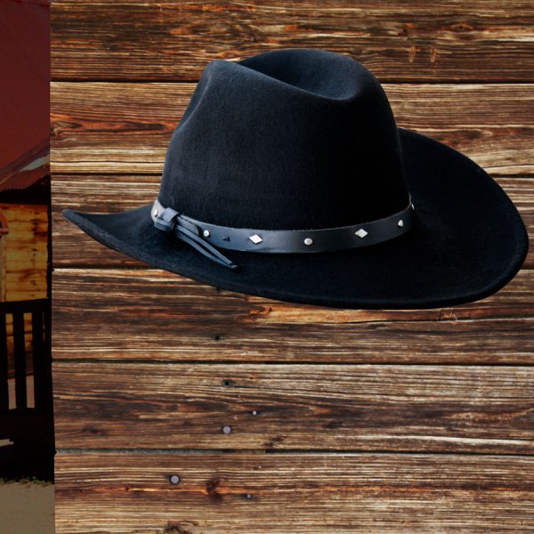 画像3: スタッズ ブラックハットバンド シェイパブルブリム ウール ウエスタンハット（ブラック）/Western Wool Hat(Black)