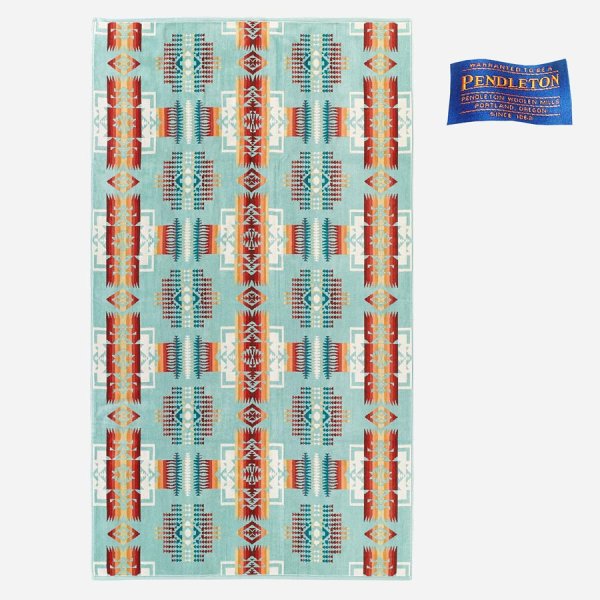 画像1: PENDLETON ペンドルトン ジャガードバスタオル（チーフジョセフ アクア）/Pendleton Chief Joseph Spa Towel(Aqua)