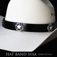 スターコンチョ レザー ハット バンド（ブラック）/Leather Hat Band(Star Concho Black)