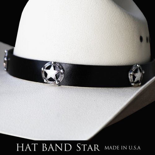 画像クリックで大きく確認できます　Click↓1: スターコンチョ レザー ハット バンド（ブラック）/Leather Hat Band(Star Concho Black)