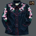 スカリー 刺繍 フローラル カウガールシャツ（長袖/ブラック）/Scully Long Sleeve Western Shirt(Women's)
