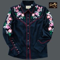 スカリー 刺繍 フローラル カウガールシャツ（長袖/ブラック）/Scully Long Sleeve Western Shirt(Women's)
